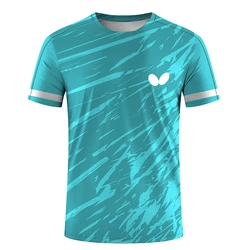 Camiseta de tênis de mesa de manga curta masculina, roupa esportiva casual respirável unissex, camiseta de corrida fitness, secagem rápida, nova, verão 2024