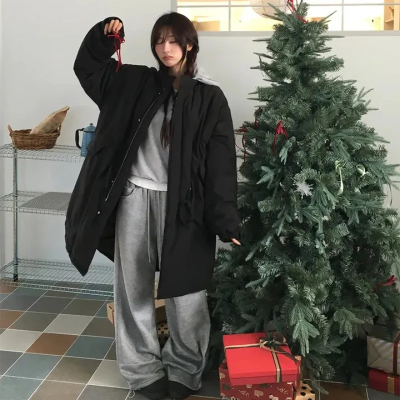 

Women's Cotton Jaet Coat Mid-Length Warmth Dstring Waist Commute Sle Corduroy Spring Autumn Winter Faion Outerwear