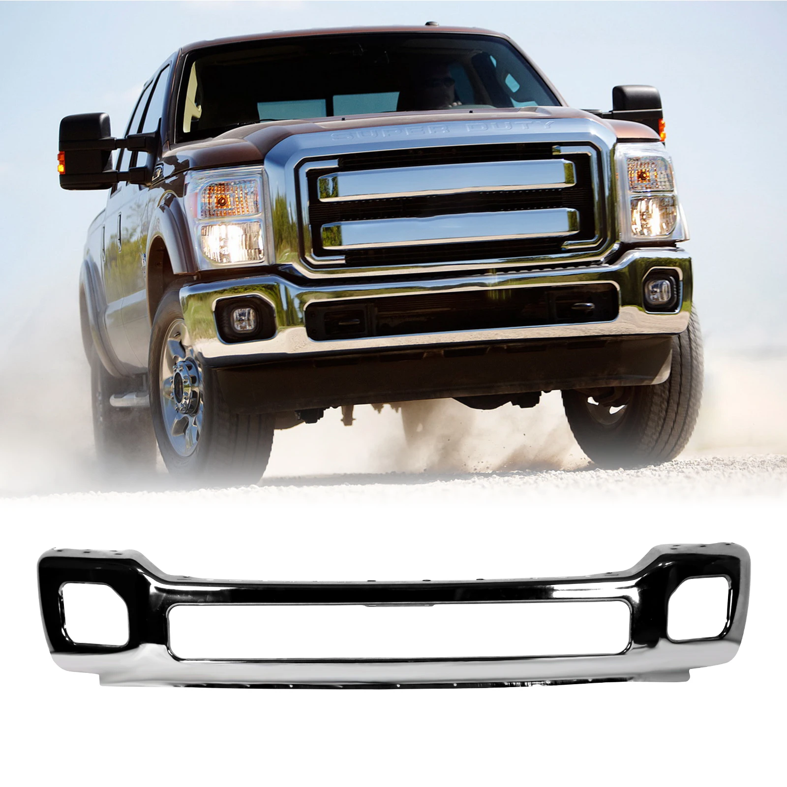 Chrome Steel Front Bumper for 2011-2016 F-250 F-350 Super Duty Truck