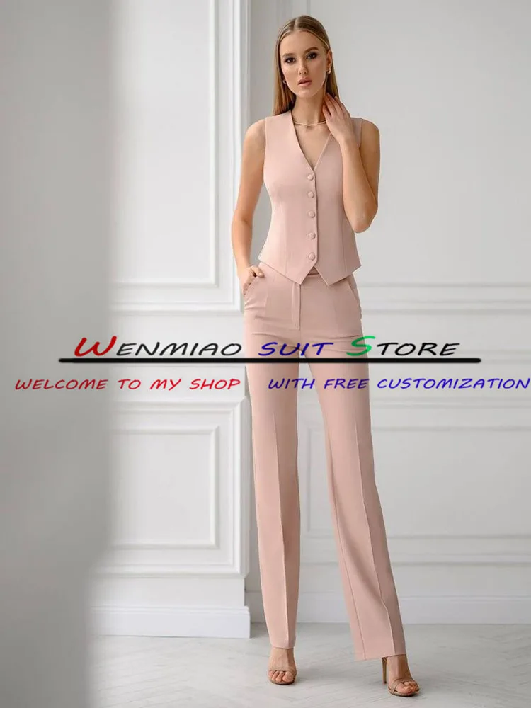 Three-Piece Formal Suit for Women, Pink Blazer, Pants Vest, Tuxedo, Point Lapel, Lady Dress Jacket, Party Fashion