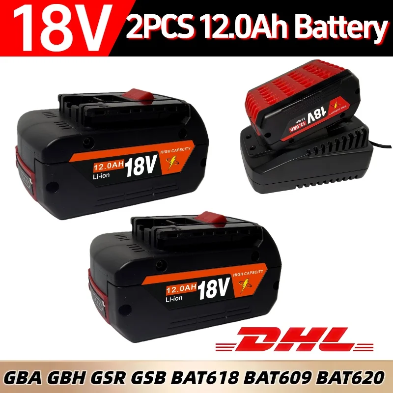 

6.0Ah For Bosch BAT618 BAT609 18V Battery & Charger 6.0Ah Battery for Bosch 18V Profession618-01 Fuel Guage DE RU UPS