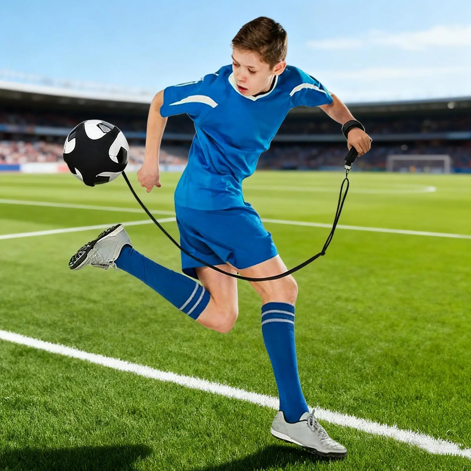 

Nylon Adjustable Football Kick Trainer Soccer Ball S olo Practice Training Auxiliary Equipment For Aldult Kids Indoor Backyard