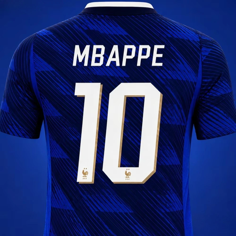 France Dembele 7 Soccer Jersey Mens Blue Pattern Short Sleeve Football Fan Shirt with Name and Number Print