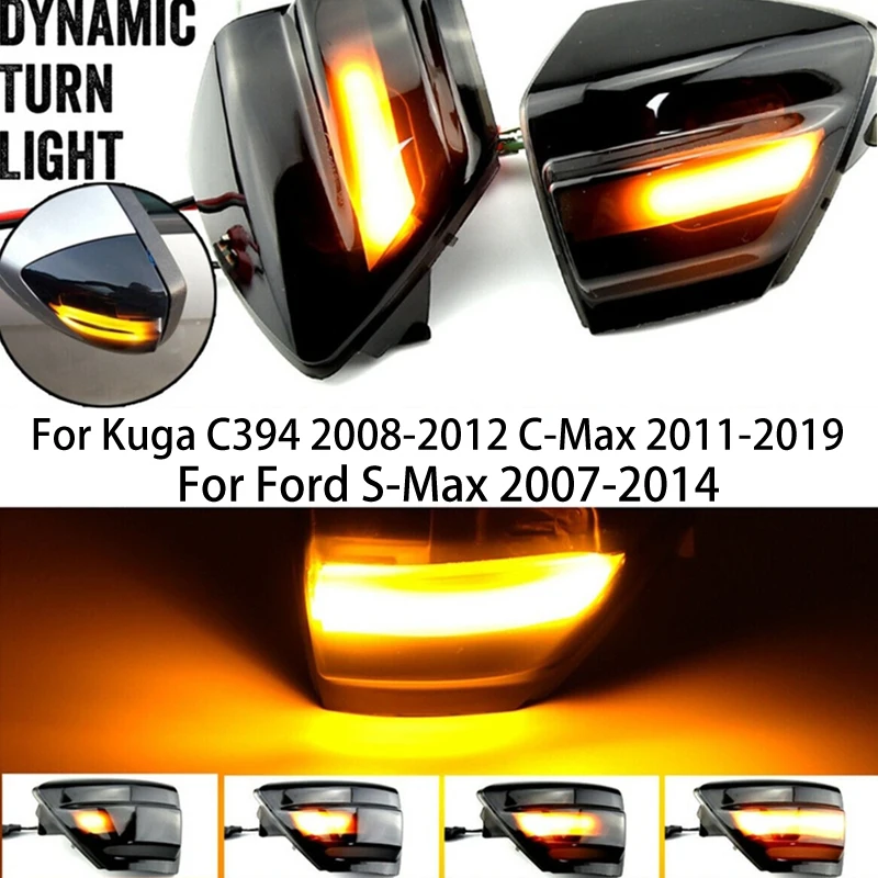 

For Ford S-Max Kuga C394 C-Max Upgrade LED Dynamic Car Turn Signal Side Lamp Mirror Sequential Blinker Indicator Light Modified