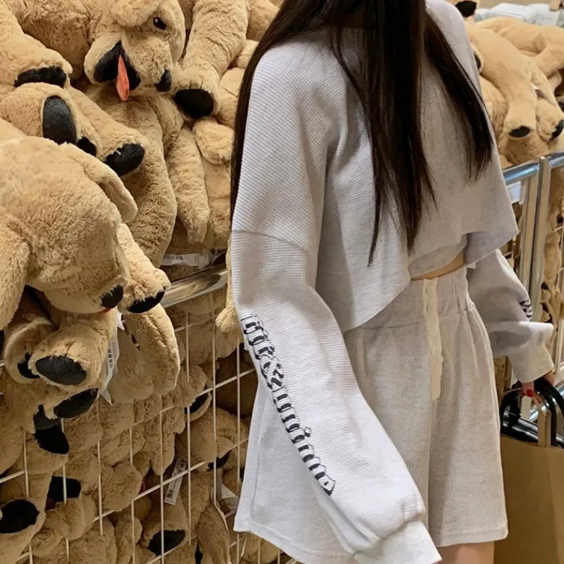 

Casual Long Sve Printed Strap orts 3-Piece Set Women's Faion Spring Summer Autumn Winter Streetwear Outdoor Leisure