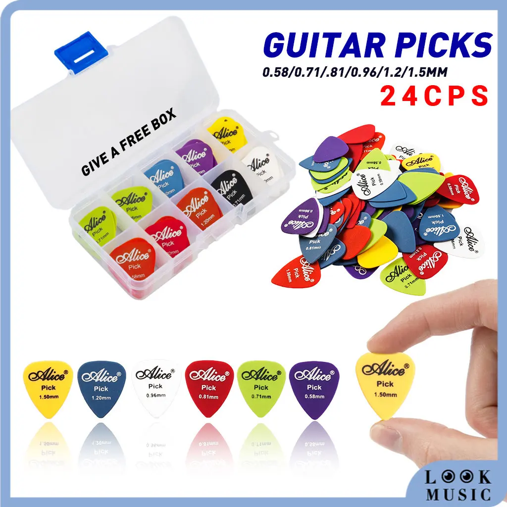 

LOOK Guitar Picks 24pcs Acoustic Electric Guitar Picks Plectrums + Pick Case Assorted Random Thickness Guitar Parts Accessories