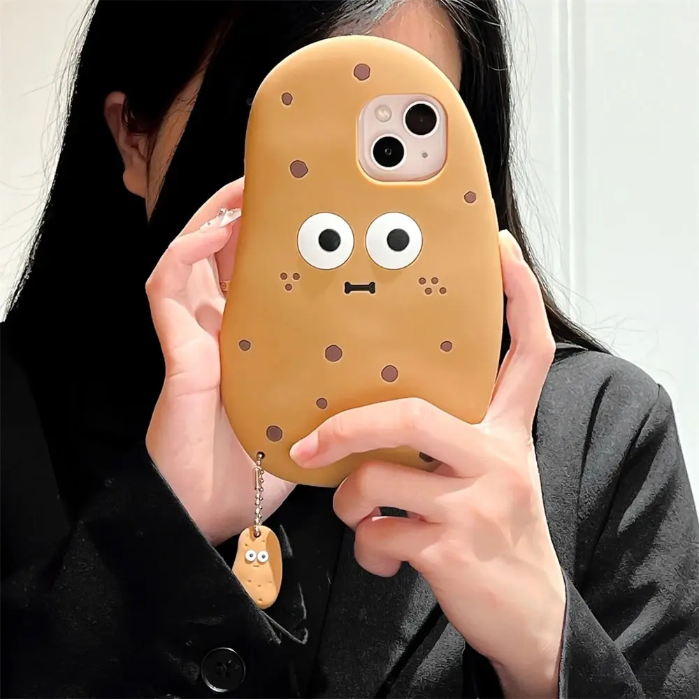 3D Cartoon three-dimensional potato phone case Funda For Iphone16 15 14 13 12 Pro Max Shockproof silicone soft Cute Back Cover