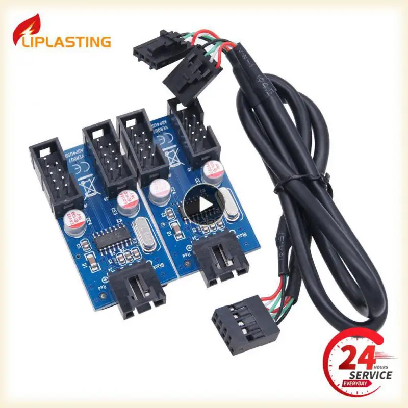 Motherboard USB 9Pin USB 2.0 Female Black Interface Header Splitter 1 To 2 Extension Cable Adapter 9-Pin USB HUB Connectors