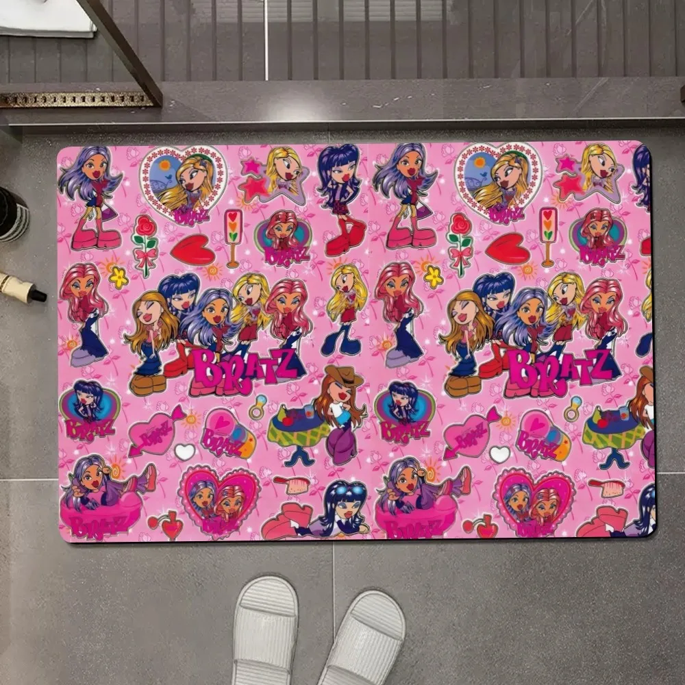 Cute Bratz Doll Floor Mat Anti-Slip Kitchen Bedroom Handmade Tufted Rug Carpet Living Room Entrance Rug