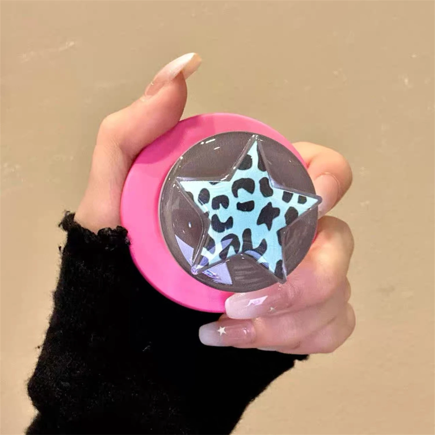 

Korean leopard print pattern magnetic stand for Magsafe Grip Tok Griptok Bracket Phone Holder Support For IPhone Samsung Pad