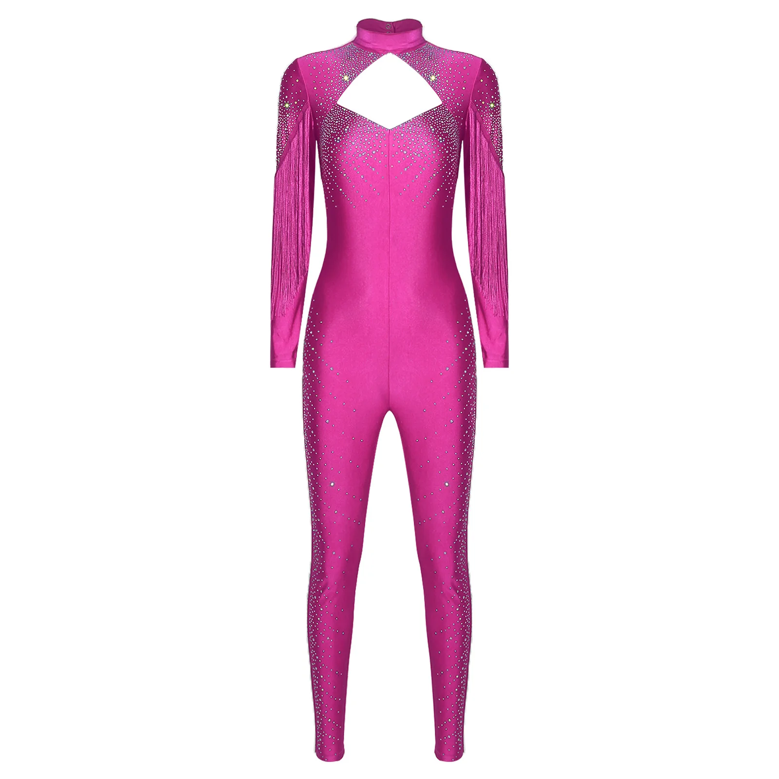 إمرأة الجمباز الفني الشكل التزلج زي الباليه الرقص Unitards بذلة لامعة حجر الراين شرابة ارتداءها السروال القصير