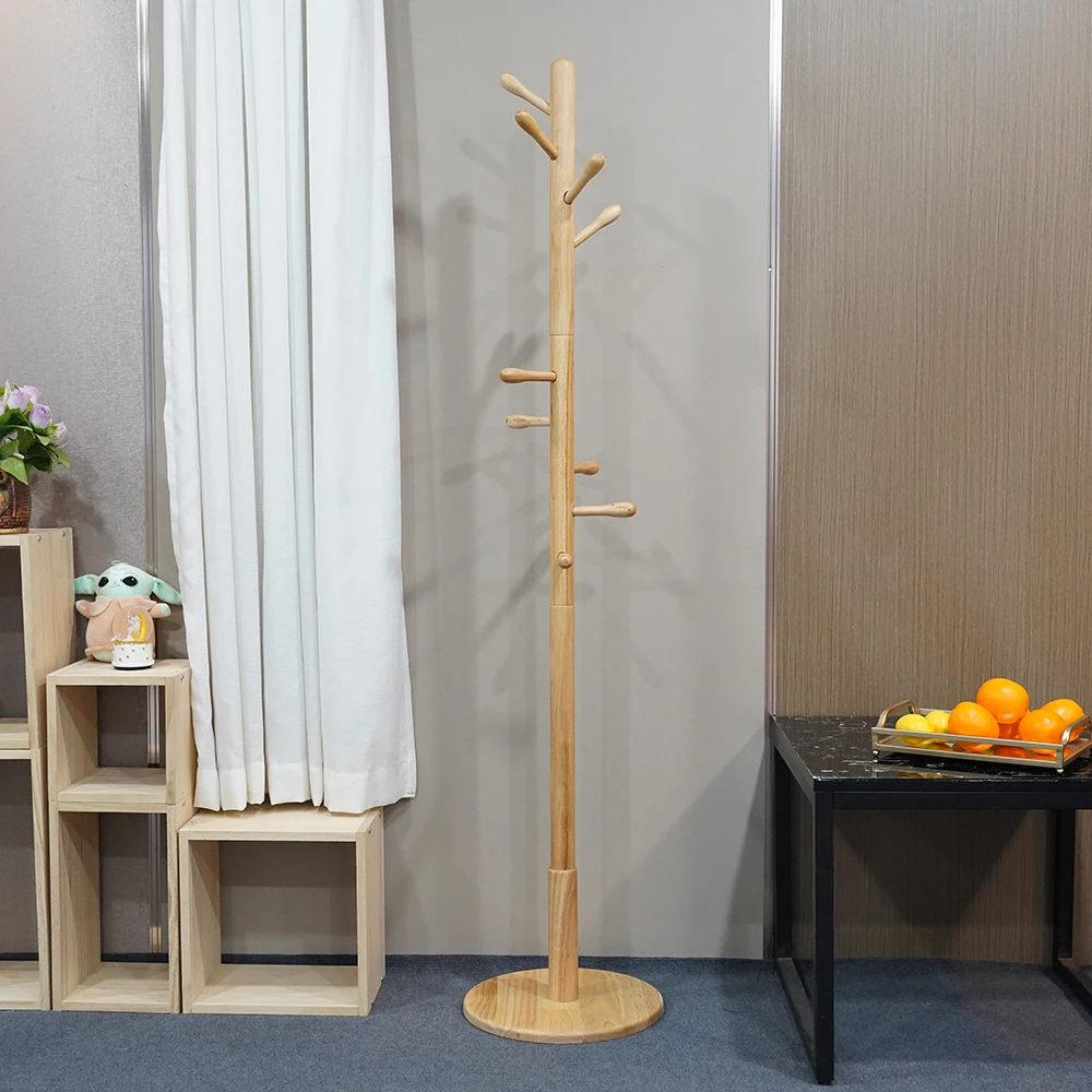 Solid Wood Simple Vertical Bag Hanger Floor-Standing Coat Stand for Bedroom Elegant Clothes Rack