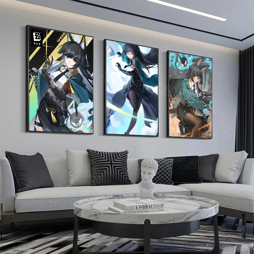 1pc Hoshimi Miyabi Anime Zenless Zone Zero Poster Bedroom Posters Bar Coffee Tube Art Hanging Paintings Living Room Decor