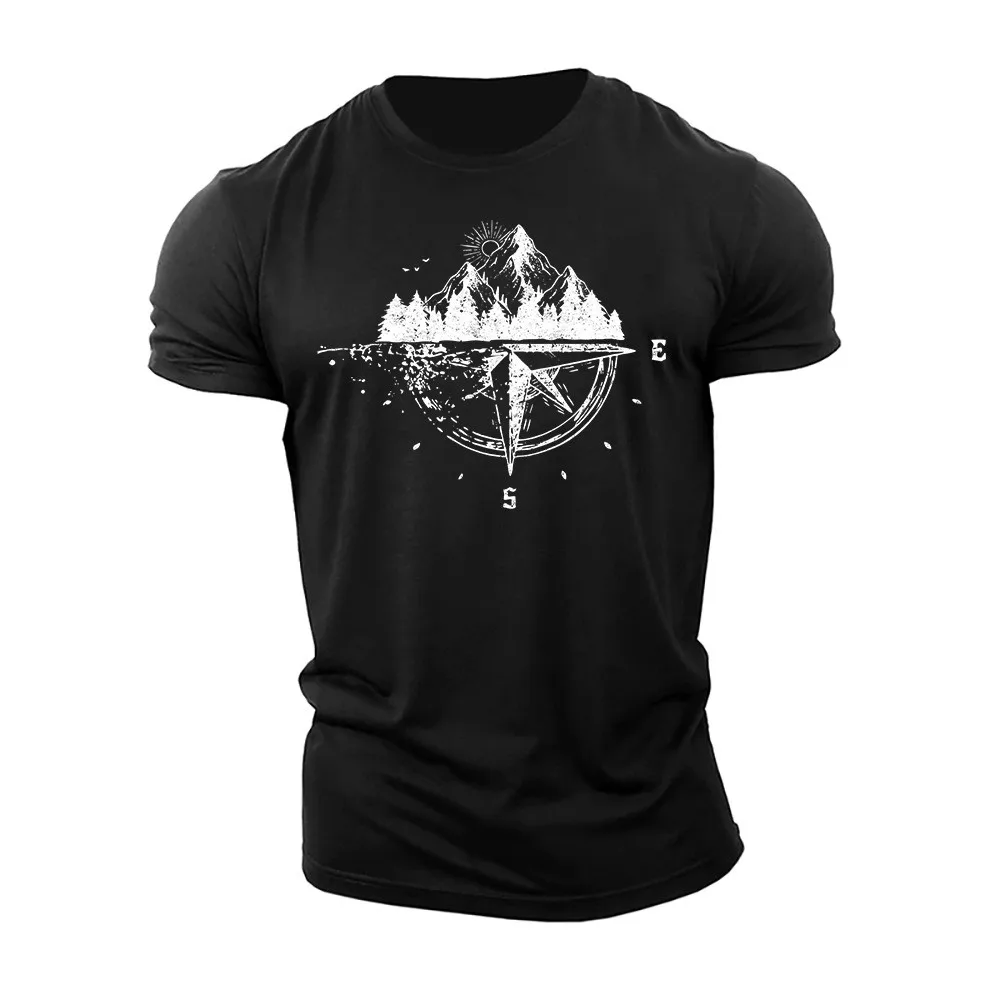 Mountains And Waters Pattern Men's Sports Casual T-Shirts Summer Short Sleeve 3d Print Street Simple Male Tee 6XL Plus Size Tops
