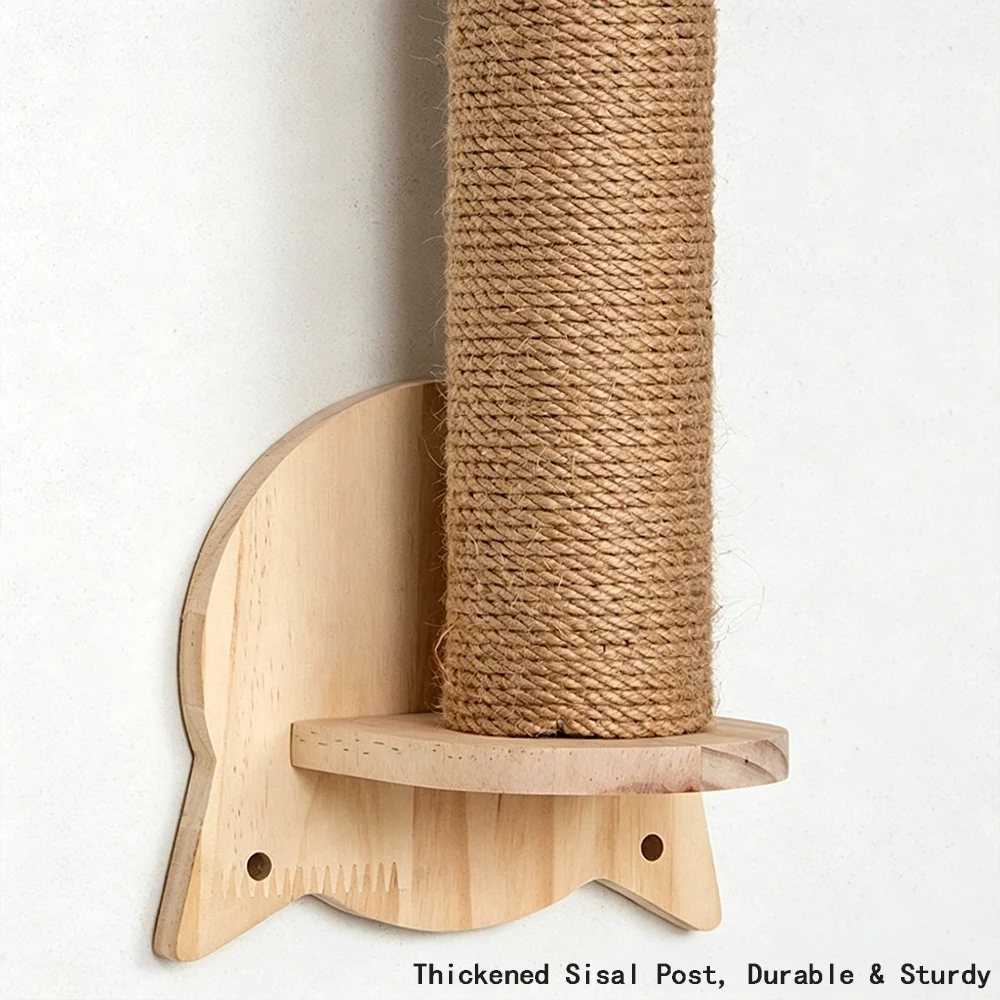 Katzen-Kratzbaum Wandkletterregale Hängematte Holz Sisal Katzenbaum Kratzturm für Hauskatzen Haustiermöbel und -betten – Detail 9