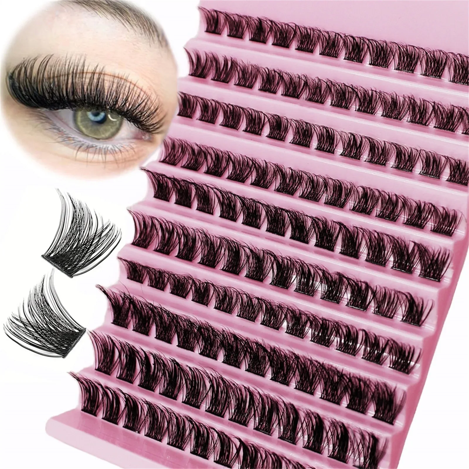 120 Stück Cluster-Wimpern, 8–16 mm, dünne Einzelwimpernverlängerungen, natürlicher Look, D-Locken, flauschige Wimpern