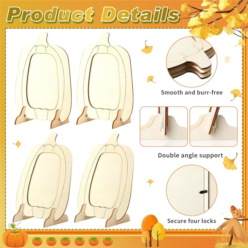 12 peças molduras de abóbora de madeira em massa para artesanato diy para decorações de halloween/outono-conjunto de molduras de fotos de ação de graças outono