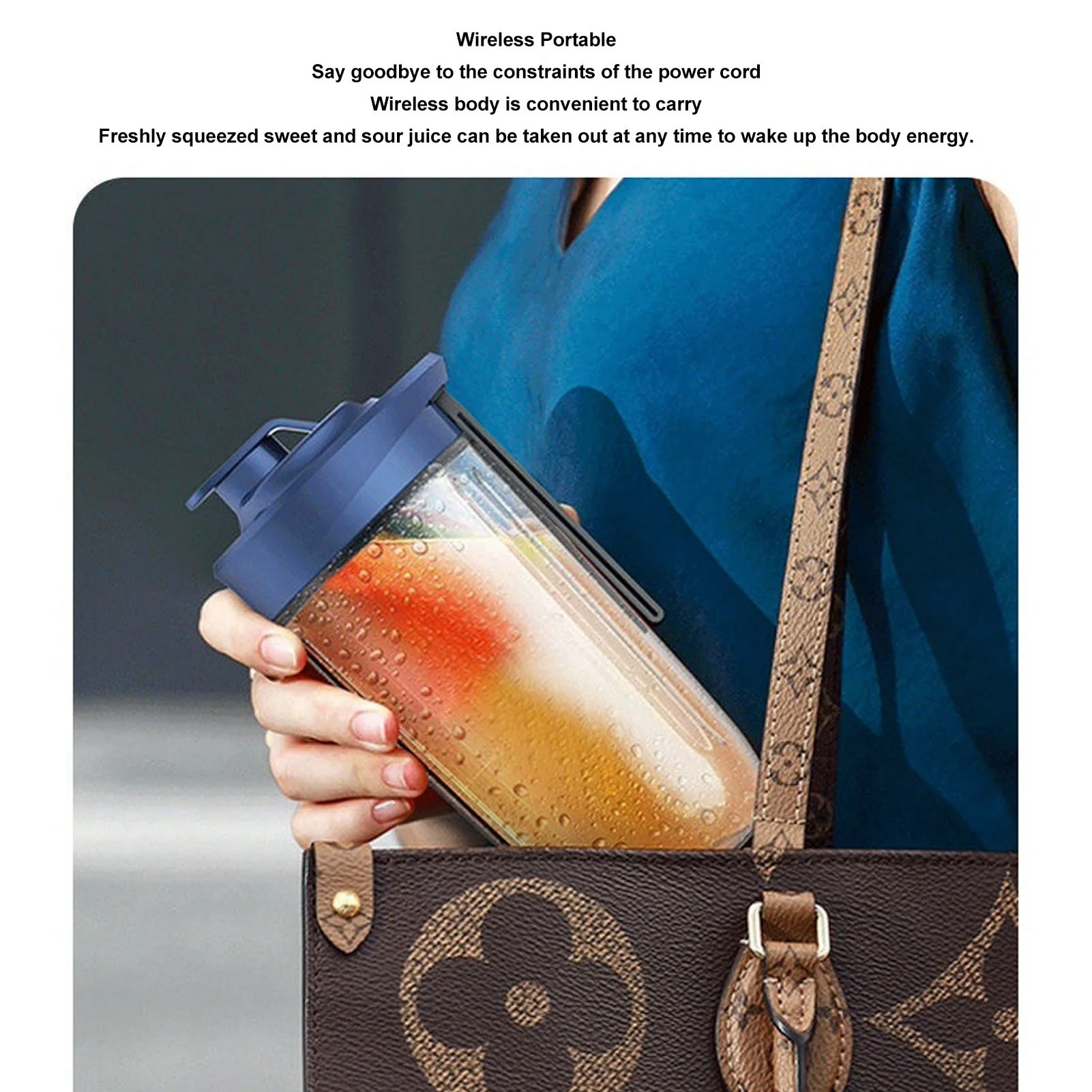 Blender Portabel 300Ml Tanpa Kabel untuk Shake Enam Bilah Pengisi Daya USB dengan Botol dan Tutup Blender Shake Tanpa Kabel Blender USB