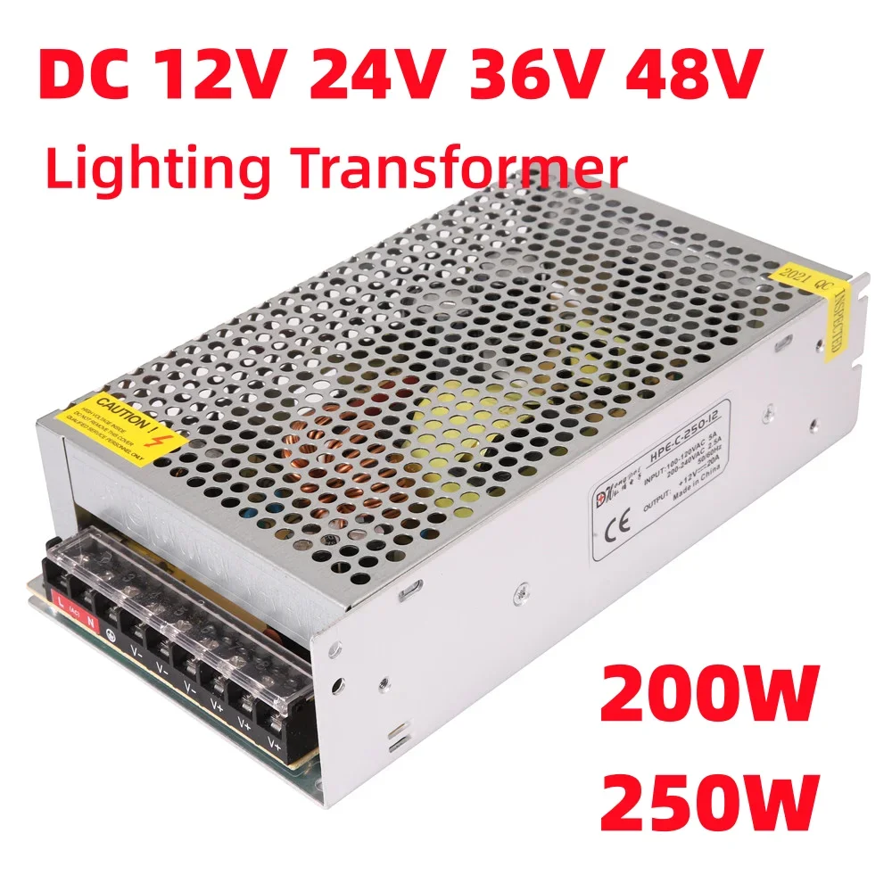 

Lighting Transformer AC110V-220V to DC 5V 12V 24V 48V Power Supply Adapter 5A 10A 15A 20A 40A LED Strip Switch Driver 200W 250W