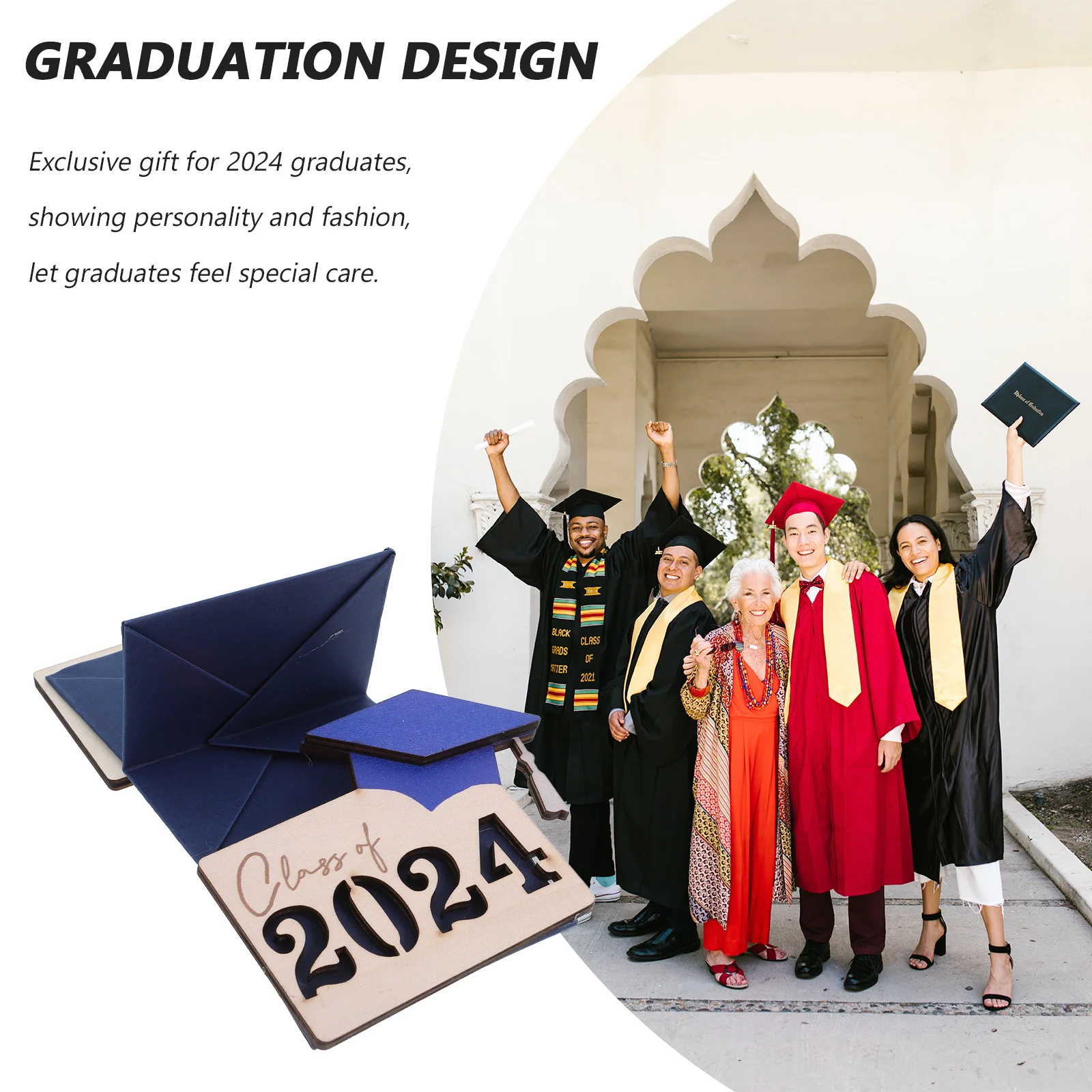 

Wooden Card Holder 2024 Graduation Gift for Cards Sturdy Foldable Design Wood Card Organizer Storage Box for Graduate