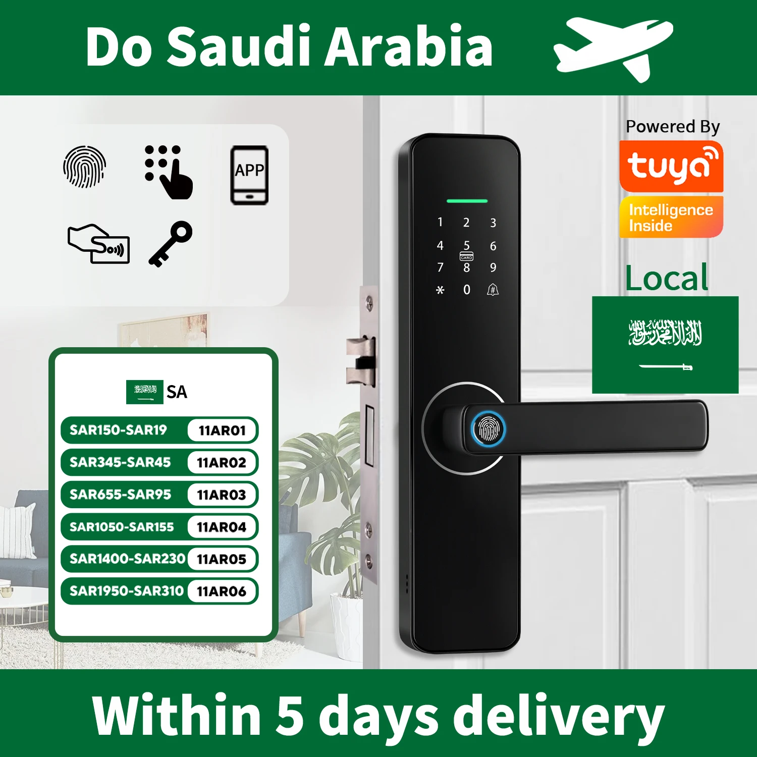 قفل باب ذكي أقفال البصمة قفل باب الكتروني ذكي  Tuya wifi Intelligent door lock fingerprint Smart lock for home house apartment