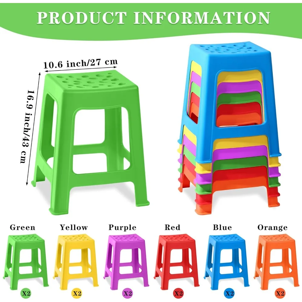 12-упаковка штабелируемых табуретов для классной комнаты, пластиковые табуреты, табуретки для гнездования, красочные круглые табуреты, гибкие сидения для дома и улицы