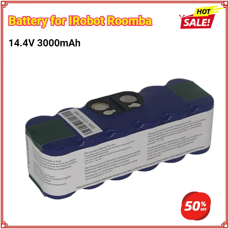 

14.4V 3000mAh Battery for IRobot Roomba for XLIFE Extended Life NI-Mh Battery 500 600 700 and Select 800 Series