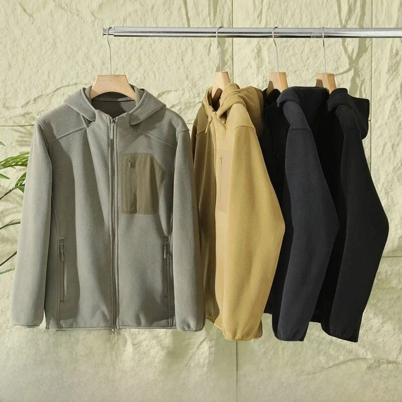 

Outdoor Men's Fce Jaet Double Layer High Densi Hooded Jaet Tech Warm Autumn Winter Outerwear Polyester Fiber Zipper ...