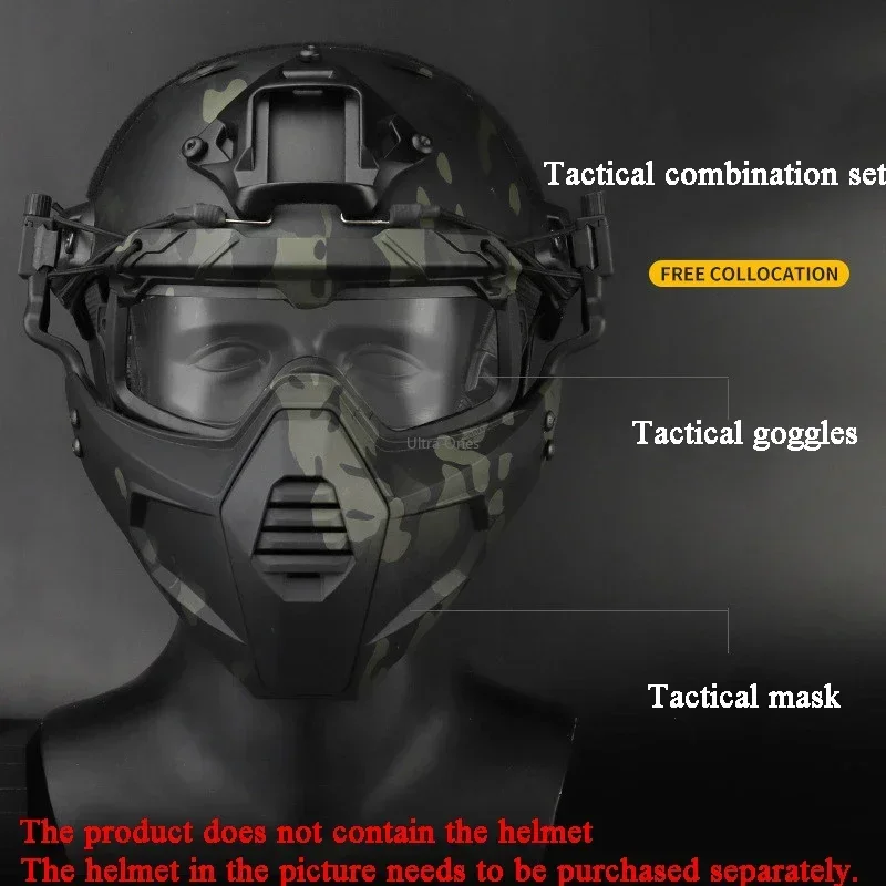 Tactical Mask with Goggles Set Shooting Airsoft Cs Wargame Masks Paintball Hunting Accessories