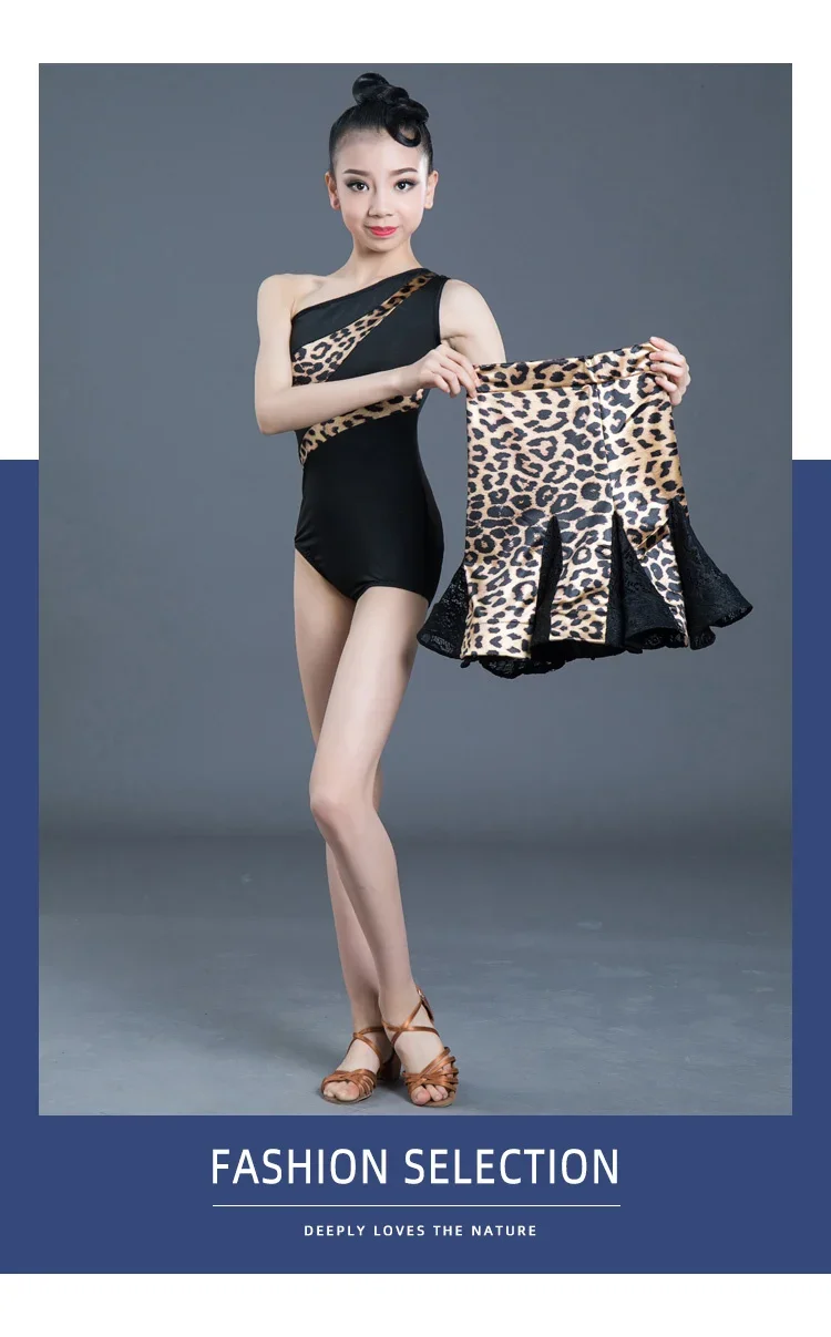1 шт./лот, детские сексуальные леопардовые платья на одно плечо для латинских танцев, платье для девочек, платье для выступлений, танцевальные платья для чачи