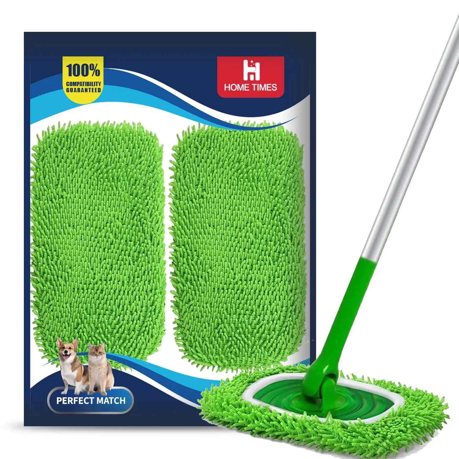 HOME TIMES 2/5/8 Pack Reusable Wet Mop Refills, Fits 12*25cm Elastic Band Tightening Swiffer Sweeperop - Household Cleaning Dr