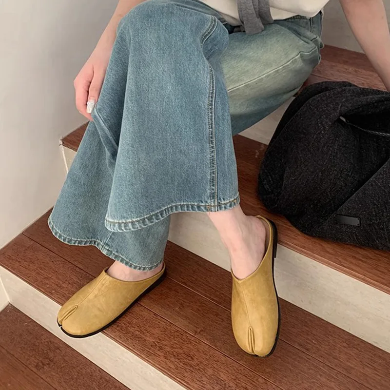 

Size35-41 Split Toe Slippers Tabi Ninja Slip Flats Round Toe Slip On Boat Slingback Mules Soft Loafers