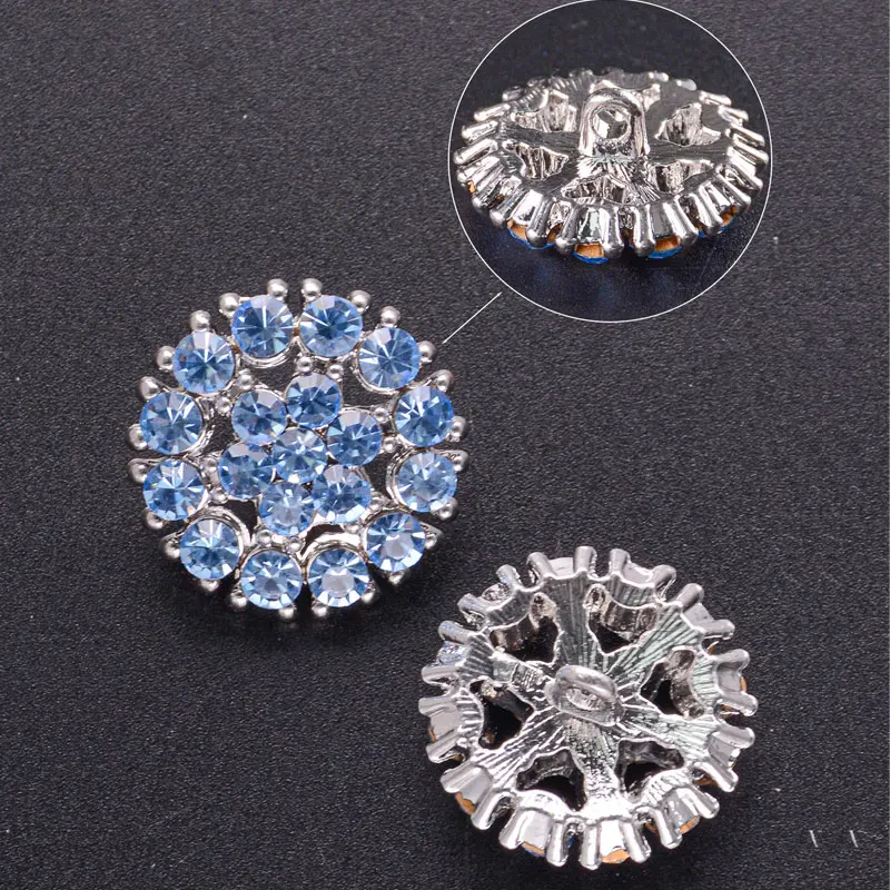 5/10/15 pz 2.1cm lucido pieno di strass fiocco di neve bottoni in metallo cavo per abbigliamento decorativo accessori per cucire moda fai da te