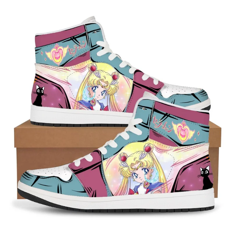 Sailor Moon Anime Shoes Tsukino Usagi Cosplay Sneakers Women Vulcanized Shoes High Top Casual Running Shoes Girls Birthday Gift