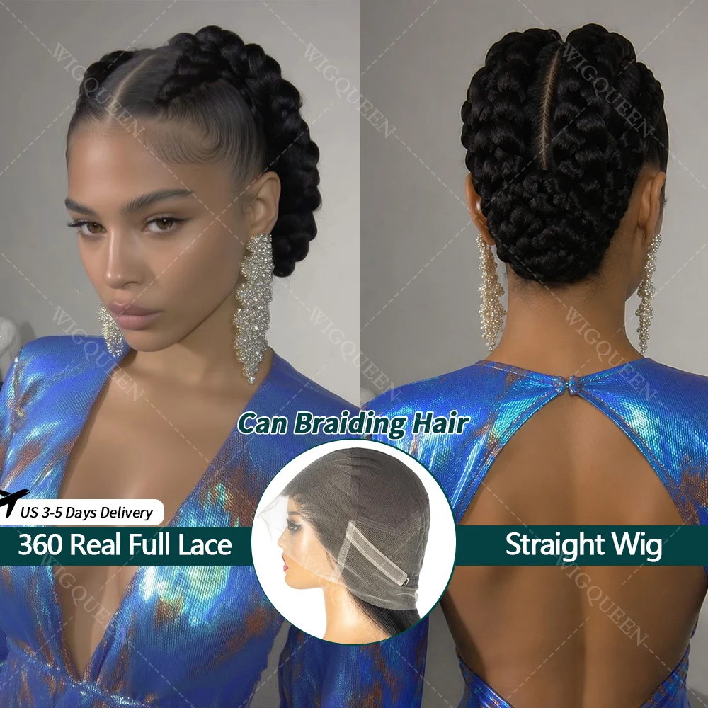 

250% Density Handmade Invisible Whole Skinlike Real HD 360 Full Lace Front Wigs 100% Human hair Vietnamese 0.10mm Ultra-thin Invisible HD Lace Front Wigs Straight 13x5 Lace Front Glueless Wigs Pre Plucked for Women 30 Inch Natural Black Color Straight Wig
