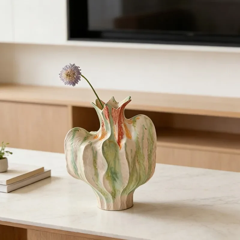 Handmade Art Vase Living Room Dining Table Ornament Creative Hand-painted Flower Vases Luxury Modern Nordic Home Decorations