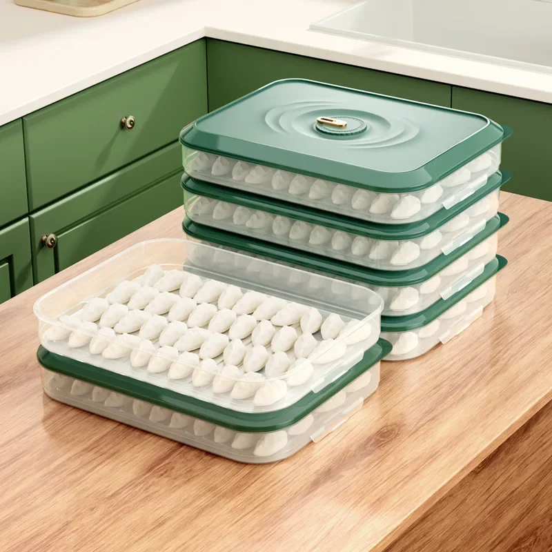 Multilayer Dumpling Box Household Food Egg Frozen Box Wonton Fresh-Keeping Organizers Quick Freezing Refrigerator Storage Box