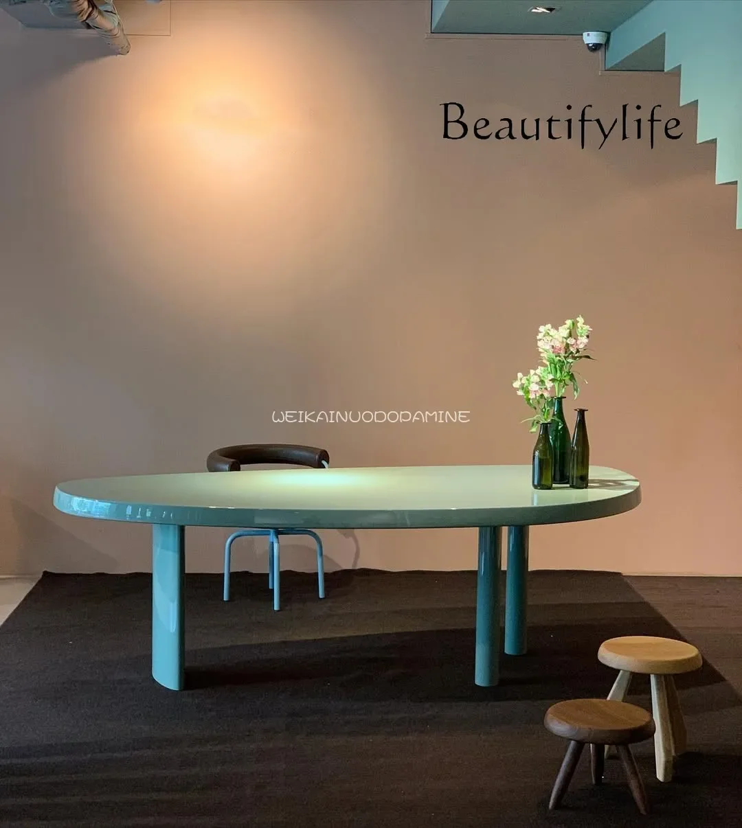 Light luxury paint desk minimalist office workbench semi-oval computer desk curved light luxury fashion