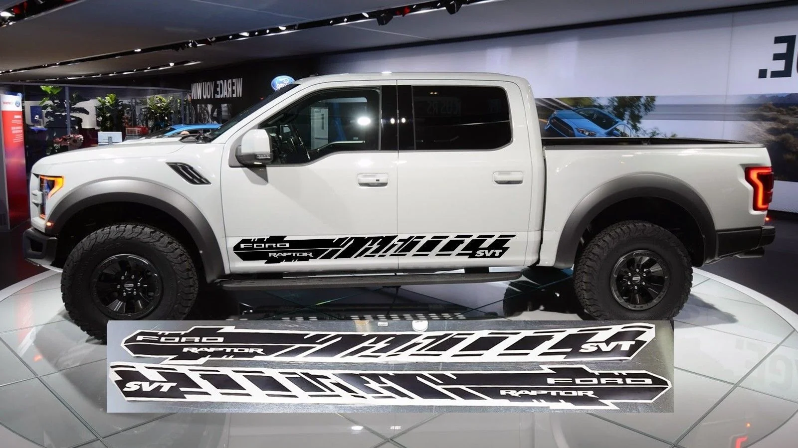 

For 1Set/2pcs Ford F-150 Raptor 2017 graphics side stripe decal sticker custom hight quality Car styling