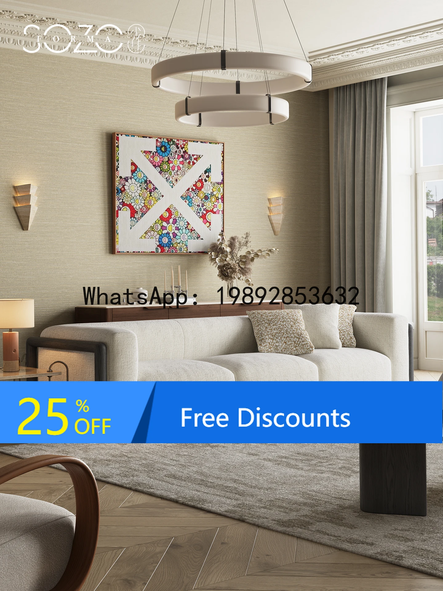 

Vintage Style Small Apartment Living Room Lazy Straight Row Three-Seater Tofu Block Solid Wood Removable Fabric Sofa