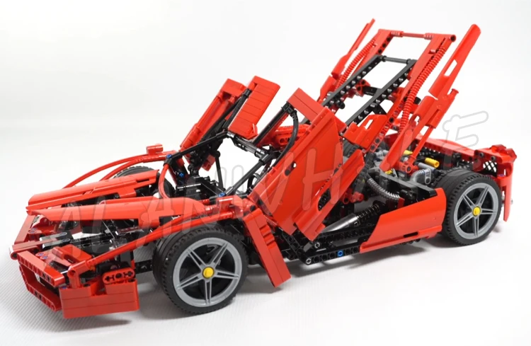1360 peças técnicas escala 1:10 racer vermelho super carro de corrida v12 motor borboleta porta 10571 bloco de construção brinquedo compatível com modelo