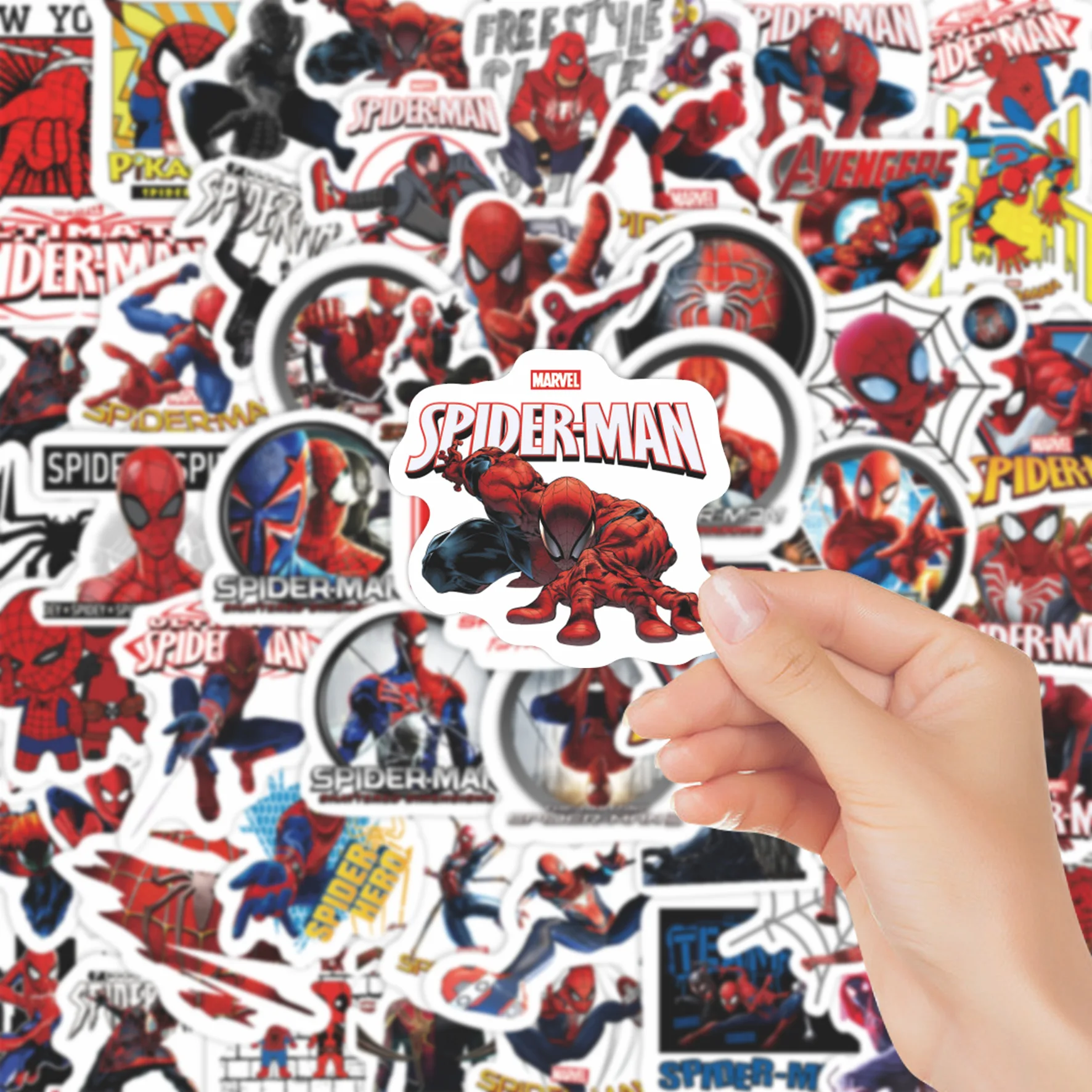 63 pieces of Marvel series Spider-Man and Iron Man graffiti sticker handbooks, car helmet decorations, and waterproof stickers
