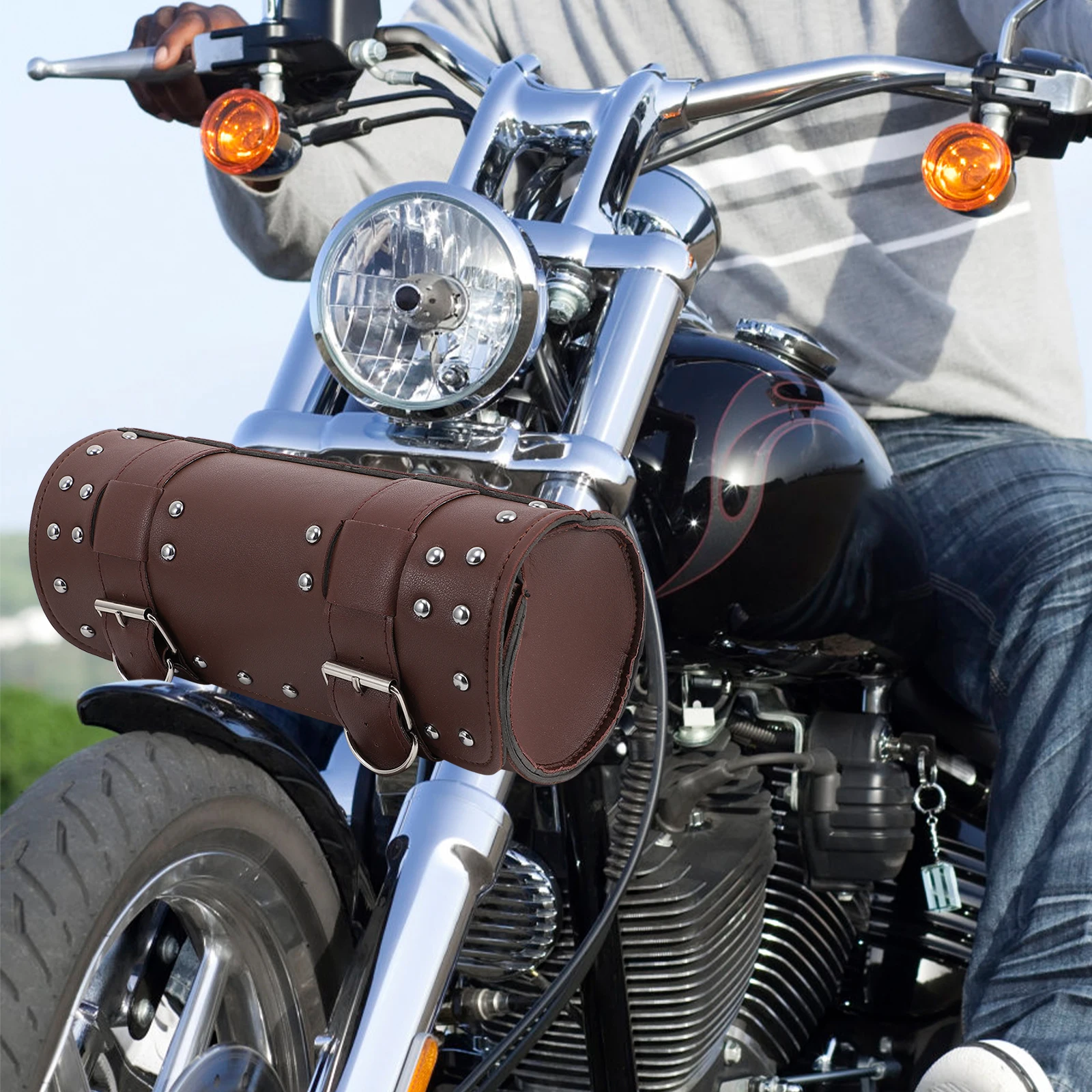 Bolsa de ferramentas para motocicleta, grande capacidade, durável, pu, bolsa lateral, acessório de armazenamento, equipamento de bicicleta, acessório de motocicleta