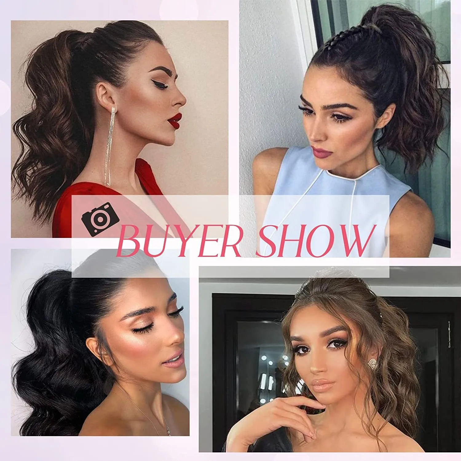 Synthetic Ponytail Extension Claw Clip in Hair Asia 22" Wavy Ponytail Wig Curly Fake Hair Blonde Hair Pieces For Women Daily Use view 6