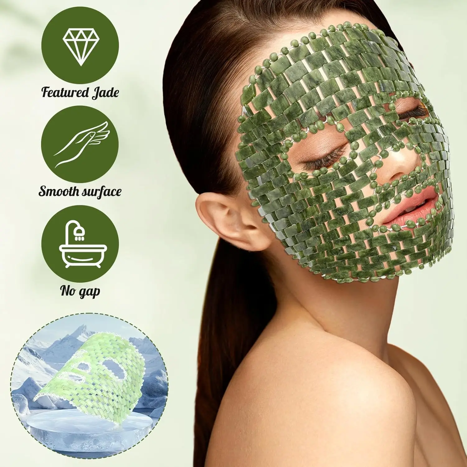 Jade Facial Mask Natural Jade Sleep Mask Facial Eye Cooling Stone Massage Tools for Puffy Eyes Dark Circles Gift