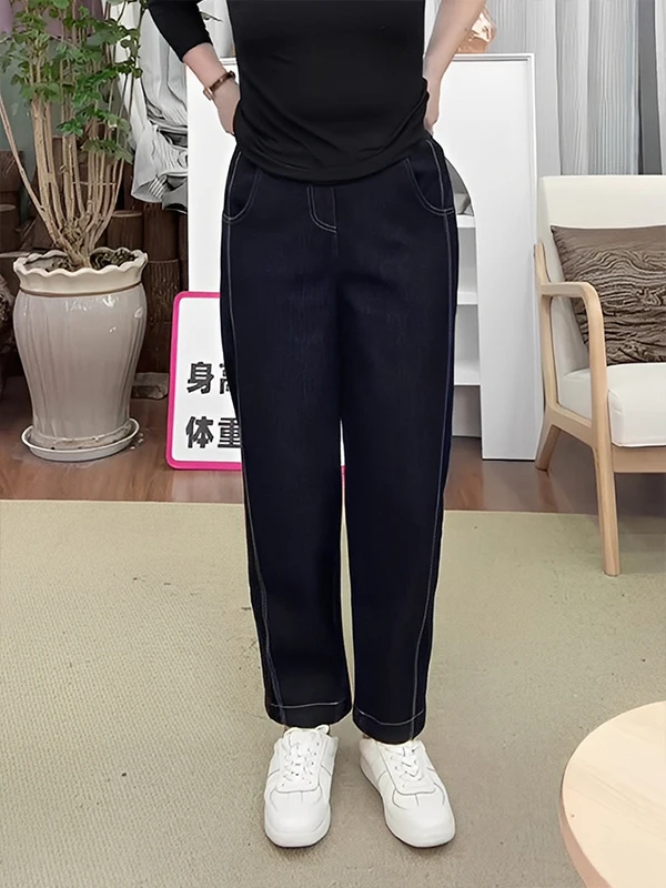 

Женские джинсы с высокой талией, на флисовой подкладке, широкие, винтажные, из хлопкового денима, повседневные, удобные, буткат-брюки