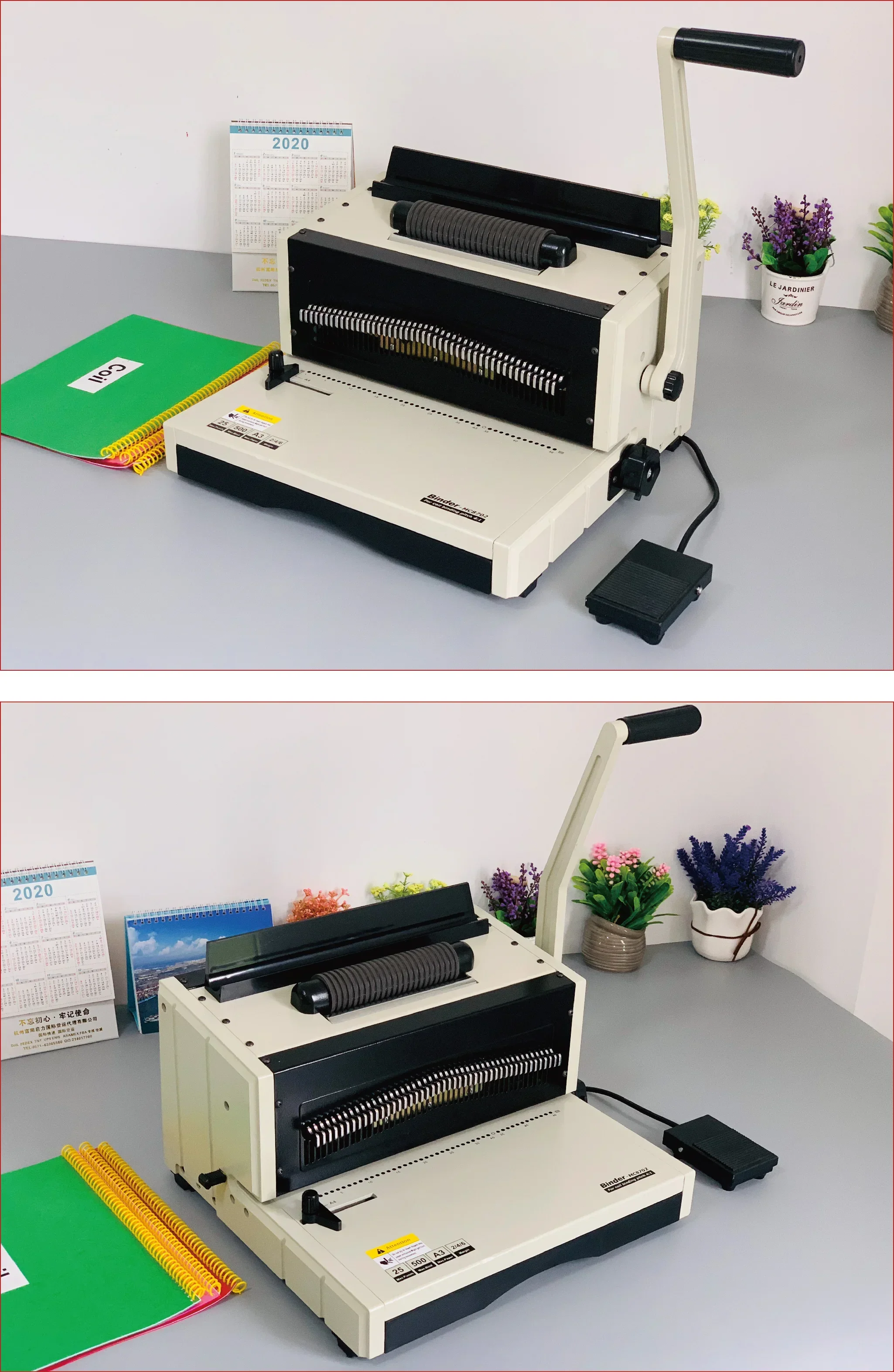 desktop CYMC-8702 calendar Manual pins binding COIL binding machine for 28 sheets 70g paper with fast book binding machine