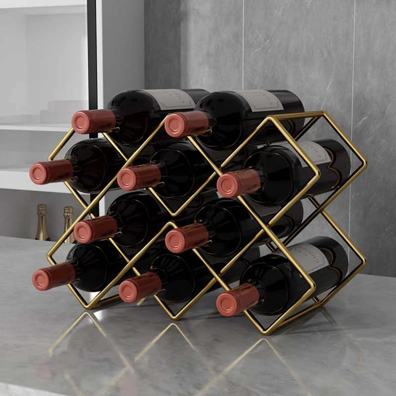 Luxury Designer Red Wine Rack Ornaments Simple Fashion Creative Red Wine Grid Rack Household Oblique Storage Rack MS80