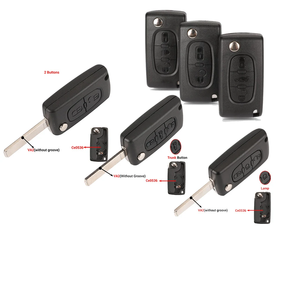Jingyuqin-carcasa para llave de coche con mando a distancia, para Peugeot 307, 407, 308, 607, Citroen C2, C3, C4, C5, C6, C8, XSARA, PICA, CE523, HU83, CE536, VA2