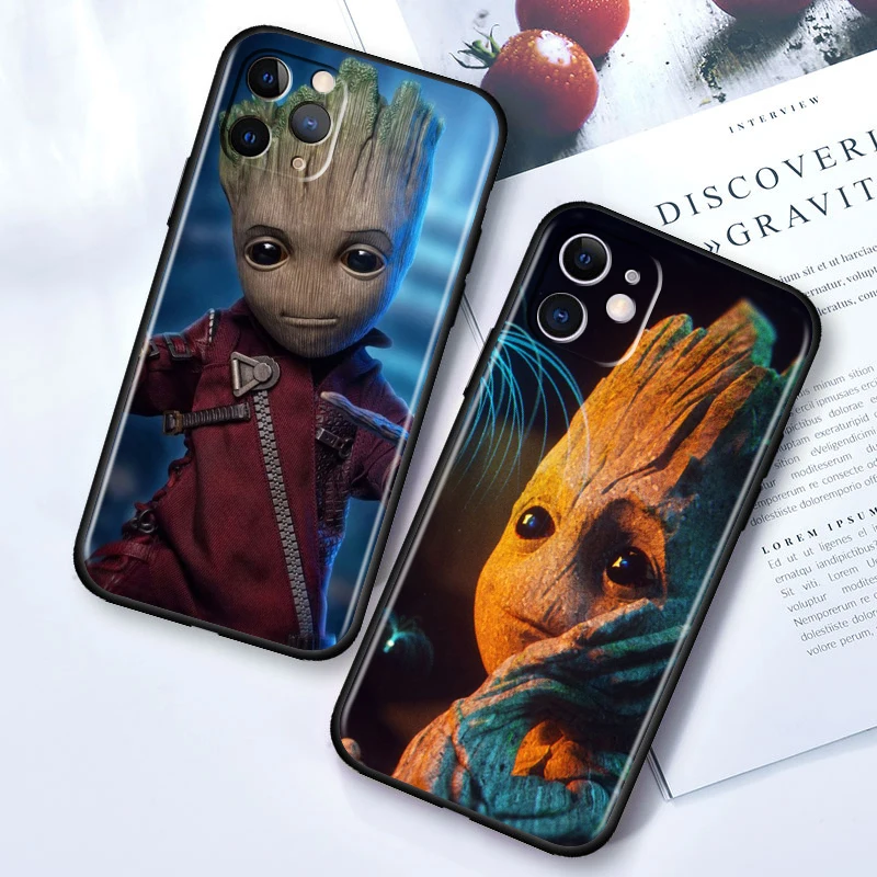 Hero Marvel Cool Groot Phone Case For Apple iPhone 14 13 12 11 Pro Max Mini XS Max X XR 7 8 Plus 5S Silicone Black Shell